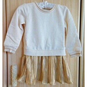Gymboree Girl's Dress Size 2T Gold Metallic Shimmer Holiday Party Pleats NWT